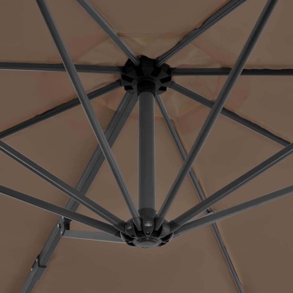 vidaXL Umbrelă suspendată cu stâlp din aluminiu, gri taupe, 300 cm