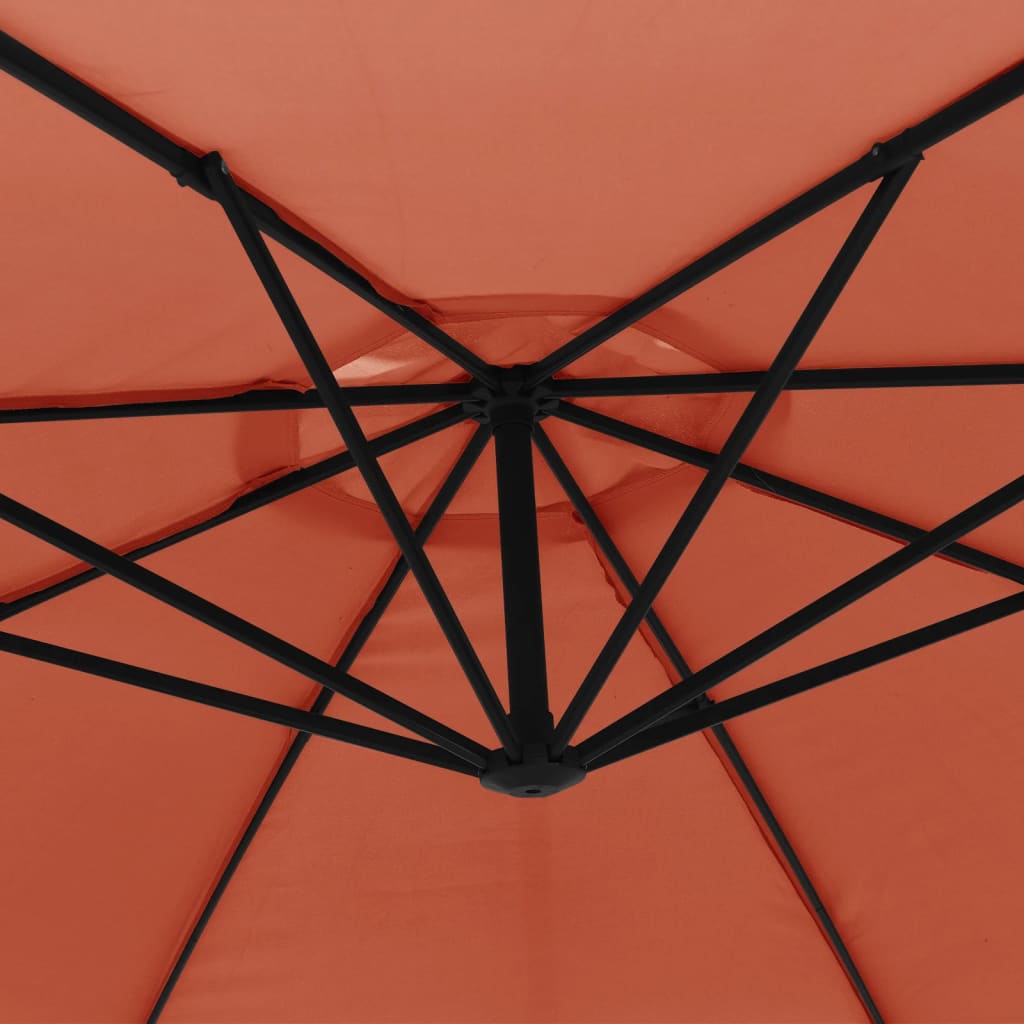 vidaXL Umbrelă suspendată, stâlp din aluminiu, 350 cm, teracota