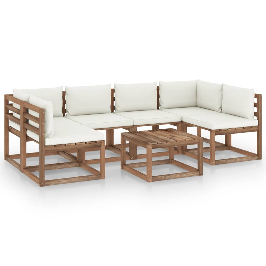 vidaXL Set mobilier de grădină cu perne, 7 piese, lemn de pin tratat
