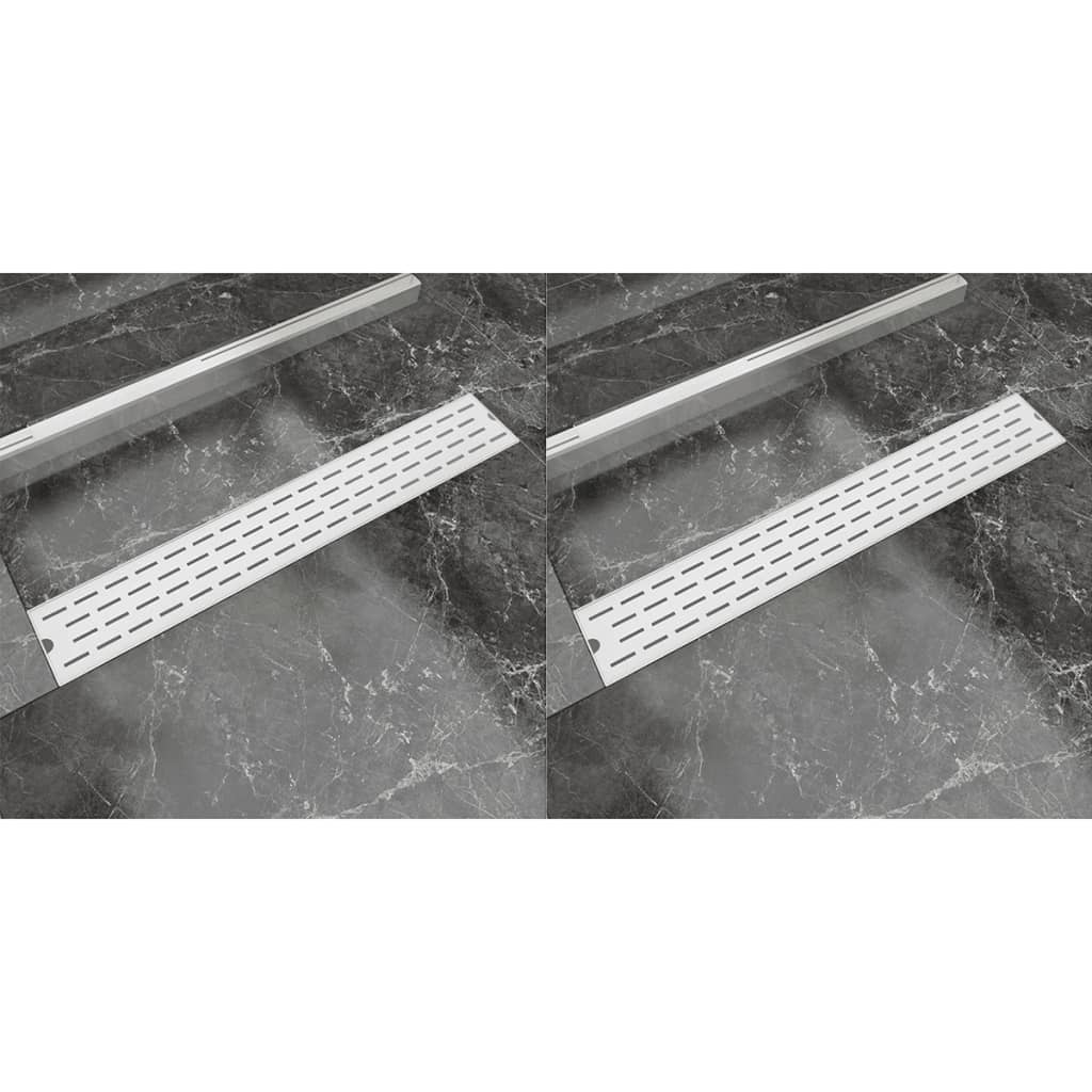 vidaXL Rigolă liniară de duș 2 buc., 730x140 mm, oțel inoxidabil val
