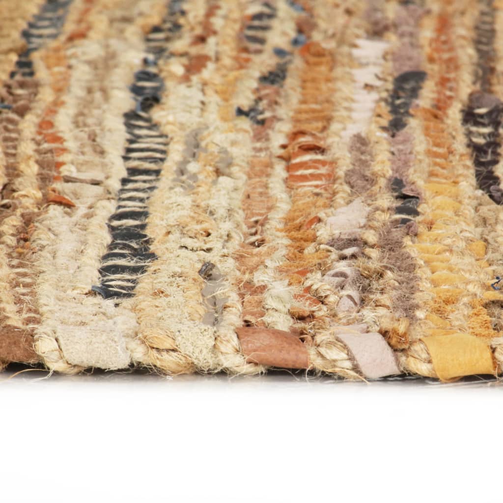vidaXL Covor țesut manual Chindi, arămiu, 190 x 280 cm, piele, iută