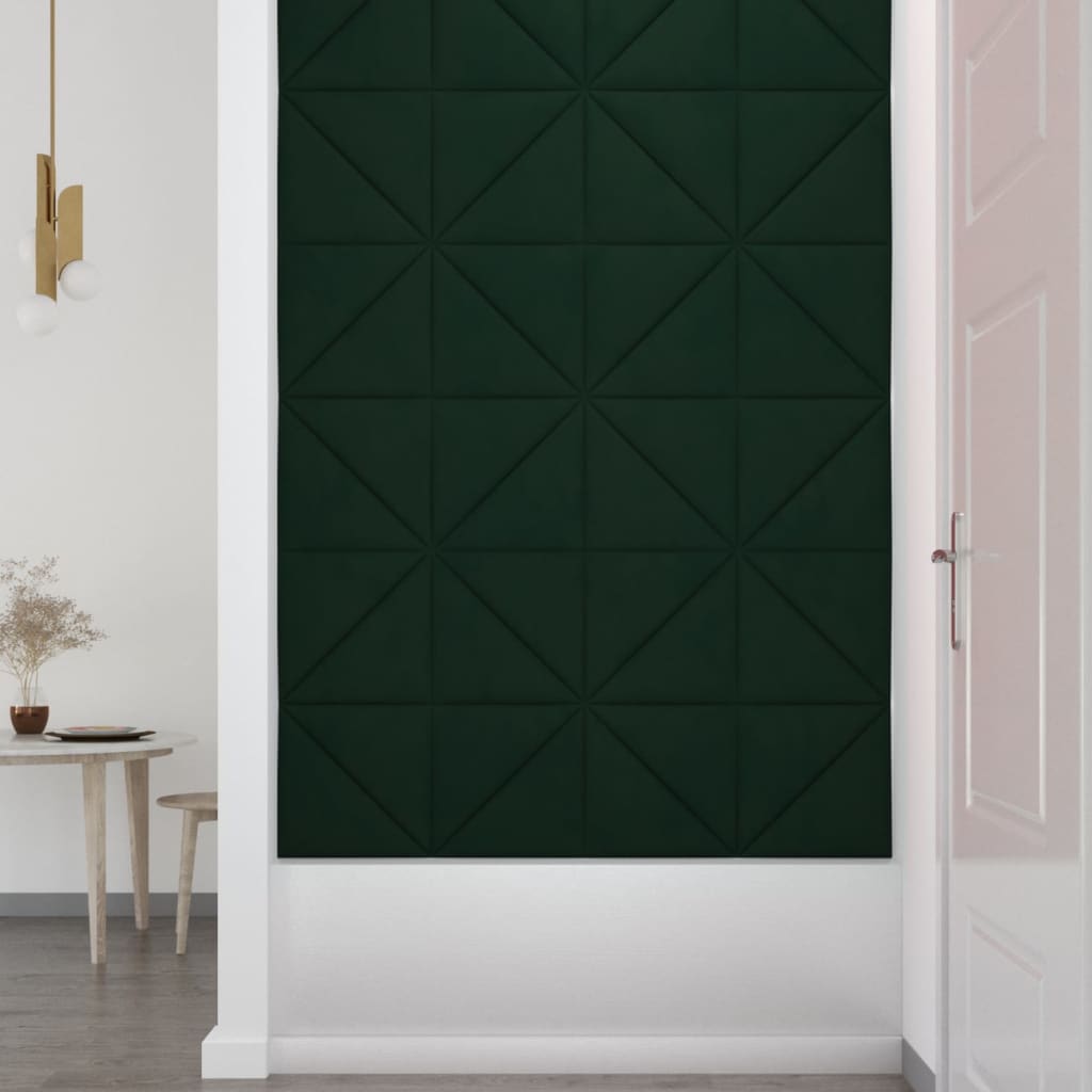 vidaXL Panouri de perete 12 buc. verde închis 30x30 cm catifea 0,54 m²