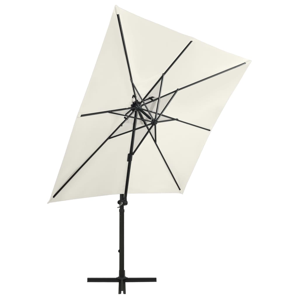 vidaXL Umbrelă suspendată cu stâlp și LED-uri, nisipiu, 250 cm