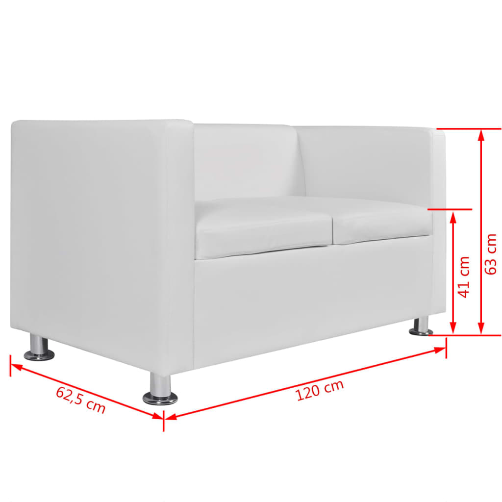 vidaXL Set canapele 3 și 2 locuri și fotoliu, alb, piele artificială