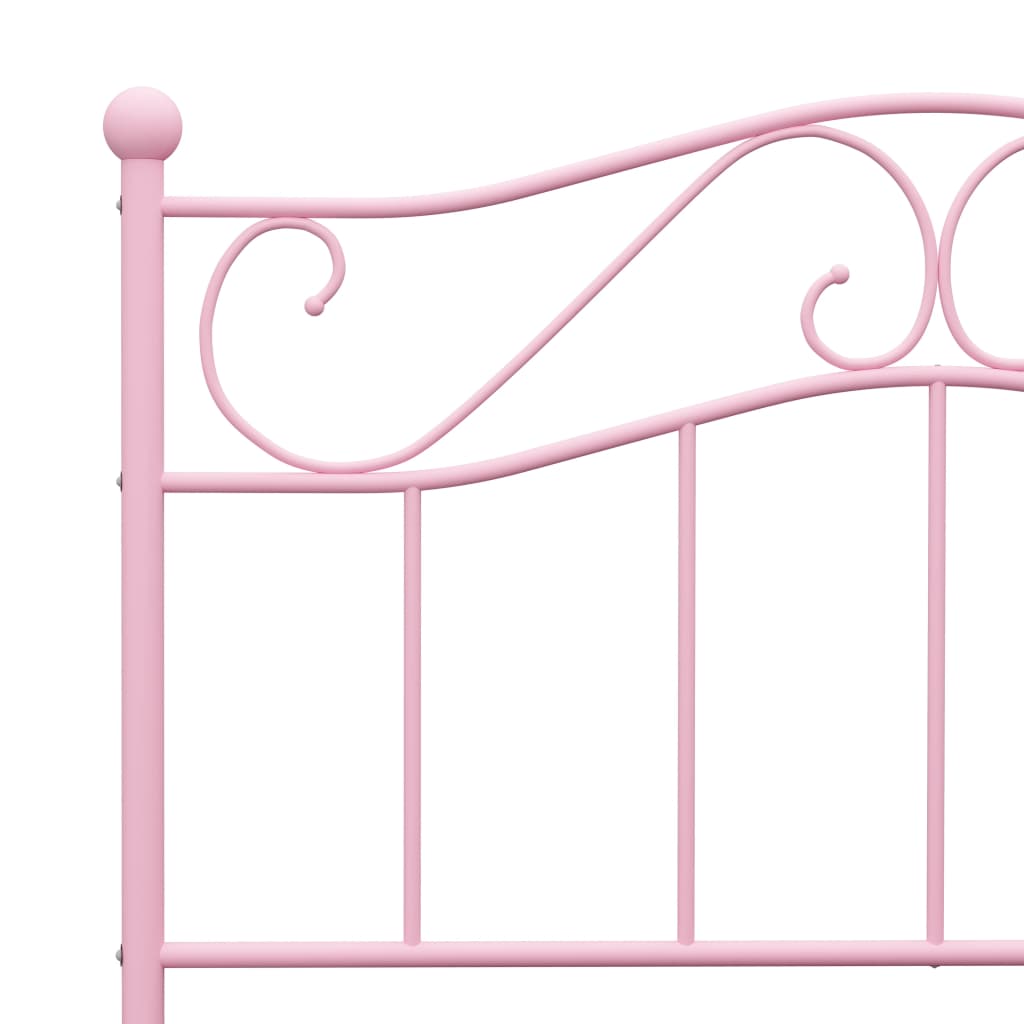 vidaXL Cadru de pat, roz, 90 x 200 cm, metal