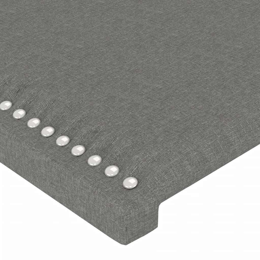 vidaXL Cadru de pat cu tăblie, gri închis, 90x190 cm, textil