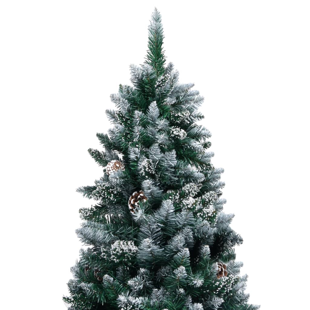 vidaXL Brad de Crăciun artificial, LED&conuri pin&zăpadă albă, 150 cm