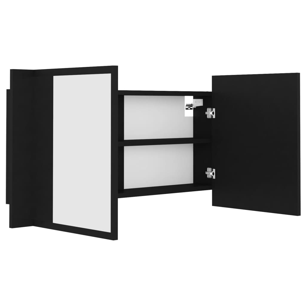 vidaXL Dulap de baie cu oglindă și LED, negru, 90x12x45 cm acril