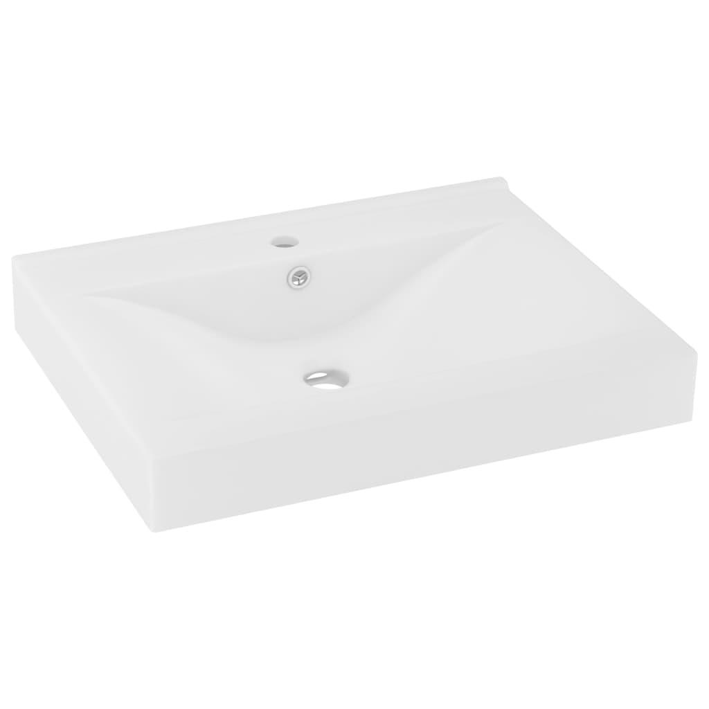 vidaXL Chiuvetă baie lux orificiu robinet alb mat 60x46 cm ceramică