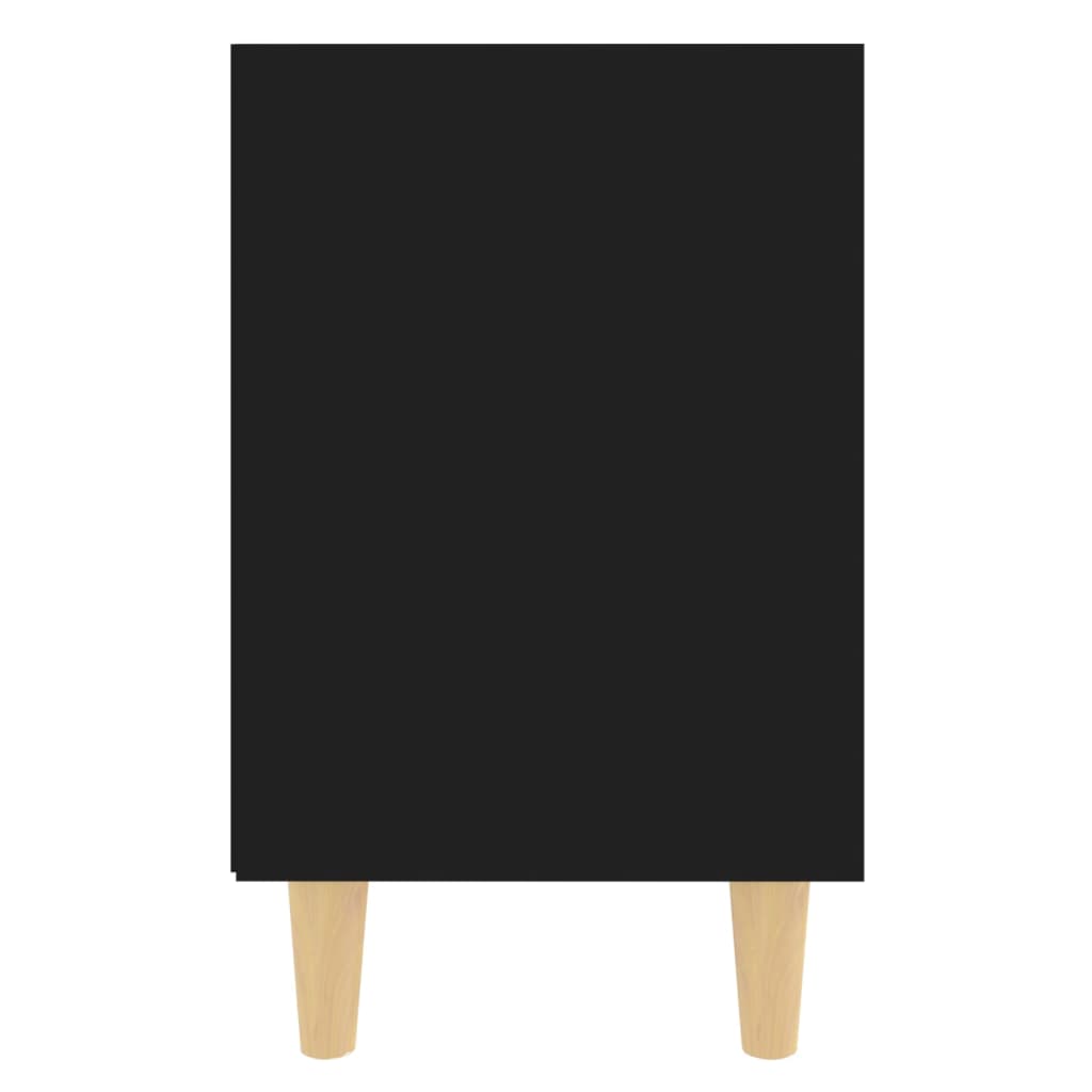 vidaXL Noptiere cu picioare lemn masiv, 2 buc., negru, 40x30x50 cm