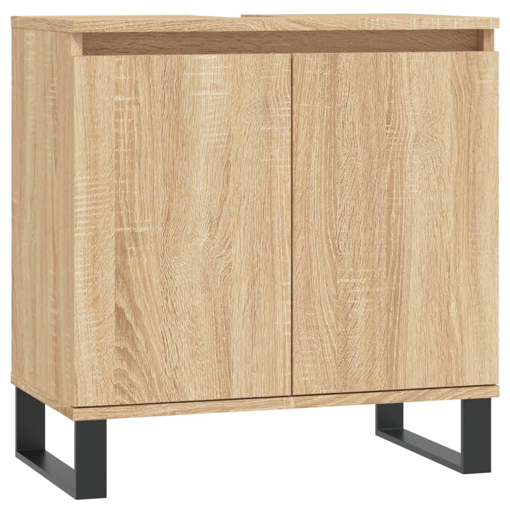 vidaXL Set mobilier de baie, 3 piese, stejar sonoma, lemn prelucrat