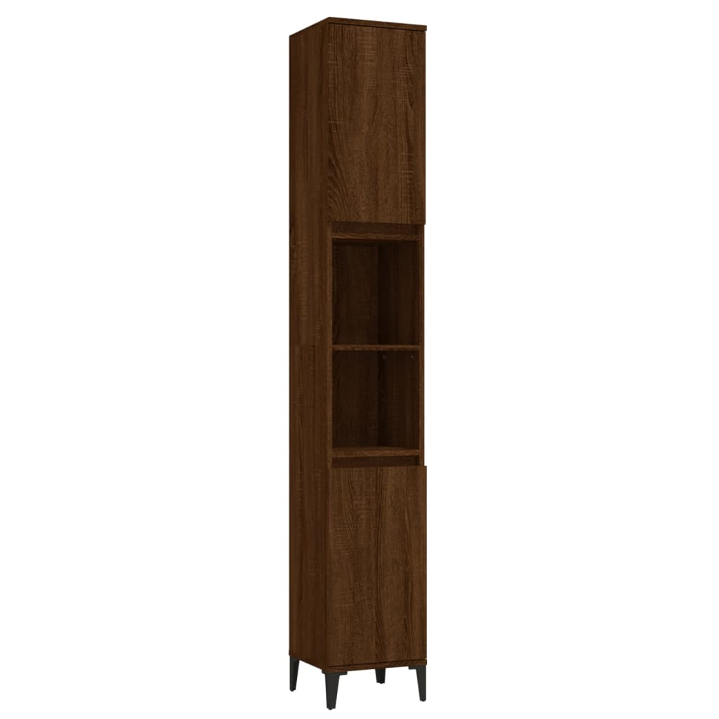 vidaXL Set dulapuri de baie, 3 piese, stejar maro, lemn prelucrat