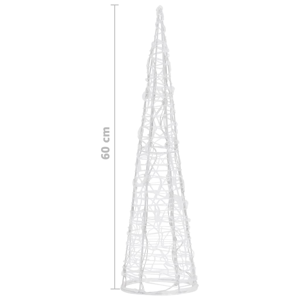 vidaXL Piramidă decorativă con de lumini cu LED alb cald 60 cm acril