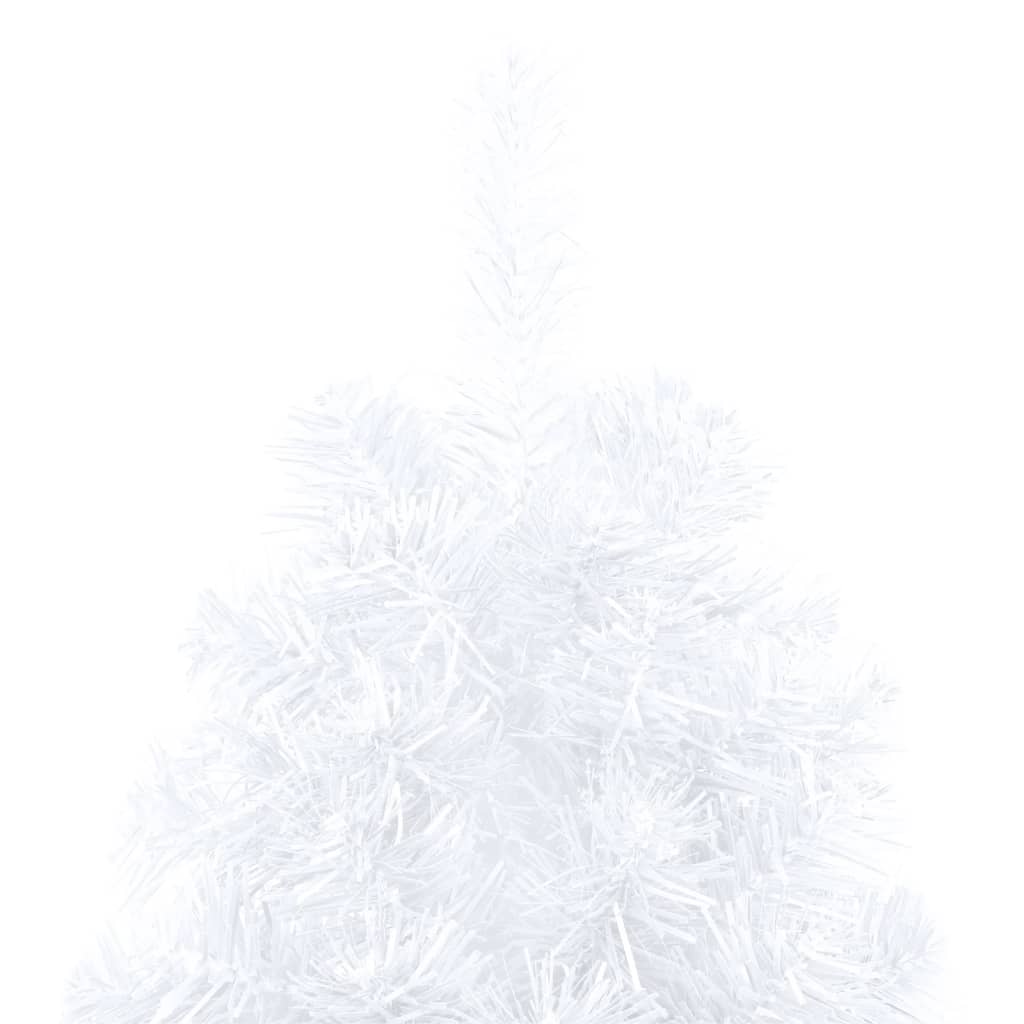 vidaXL Jumătate brad Crăciun pre-iluminat cu set globuri, alb, 210 cm