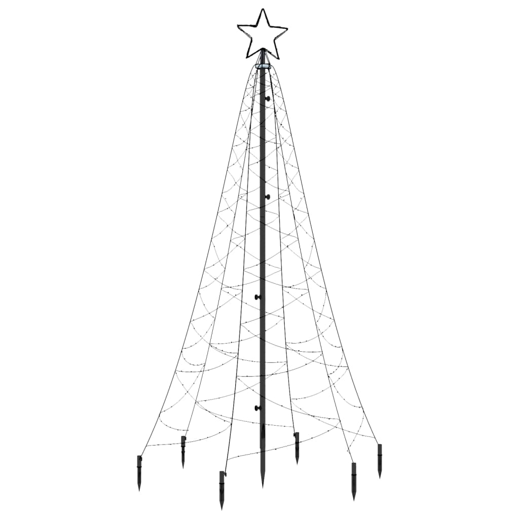 vidaXL Brad de Crăciun cu țăruș, 200 LED-uri, alb rece, 180 cm