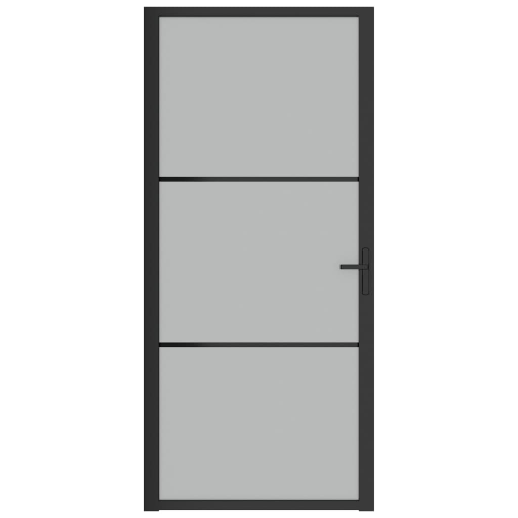 vidaXL Ușă de interior, 93x201,5 cm, sticlă neagră mată și aluminiu