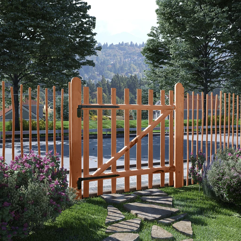 vidaXL Poarta de gard simplă, lemn de alun tratat, 100 x 100 cm