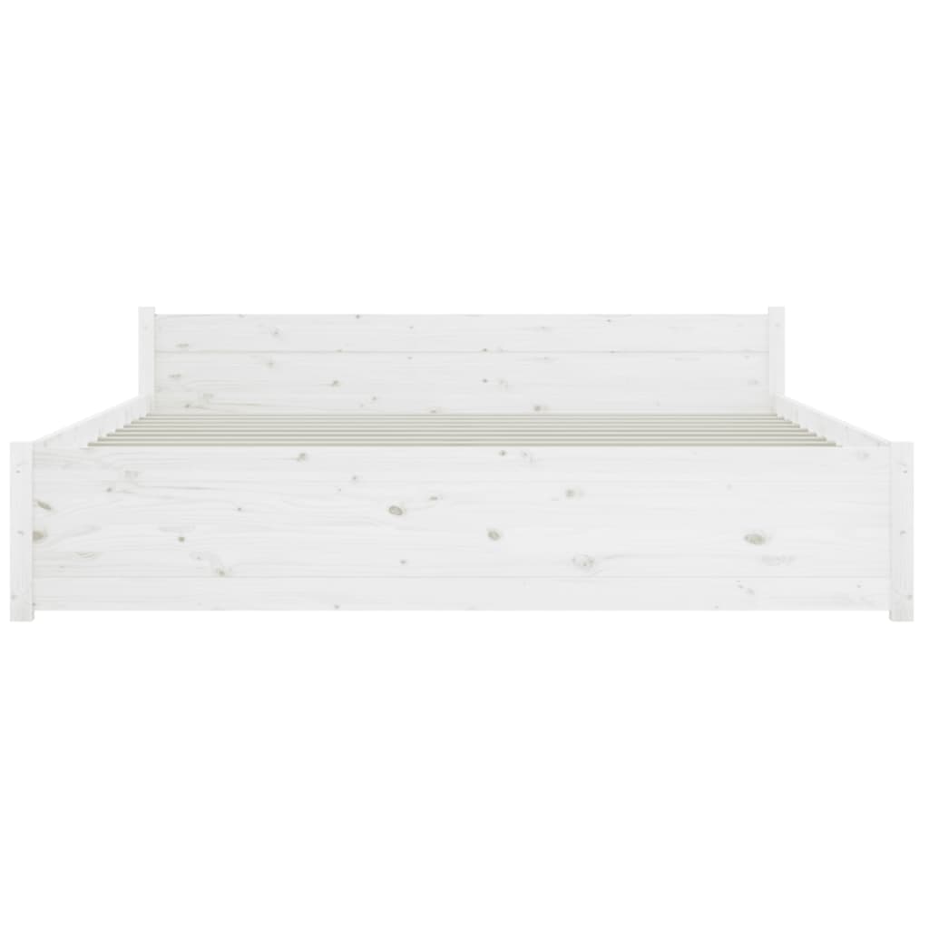 vidaXL Cadru de pat King Size 5FT, alb, 150x200 cm, lemn masiv