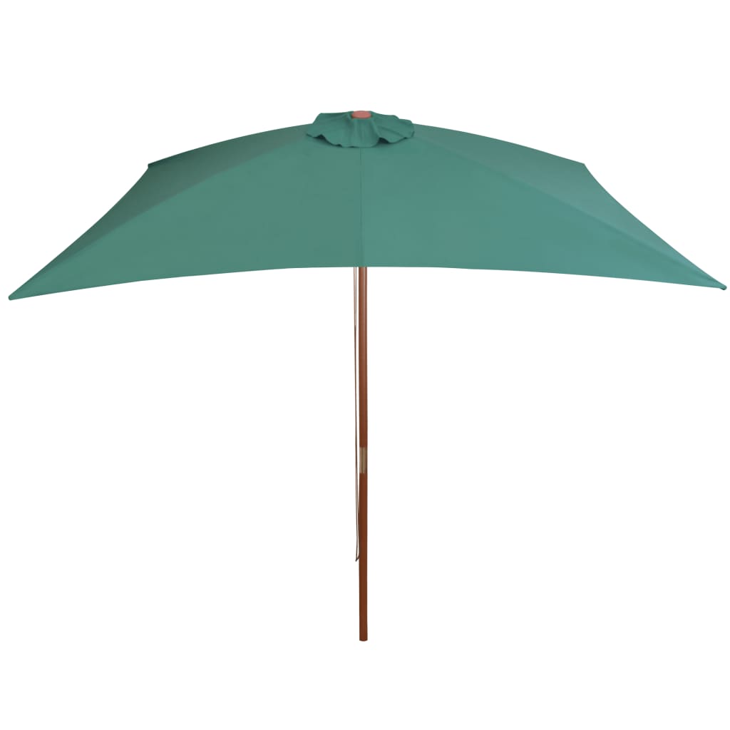 vidaXL Umbrelă de soare cu stâlp de lemn 200x300 cm, verde