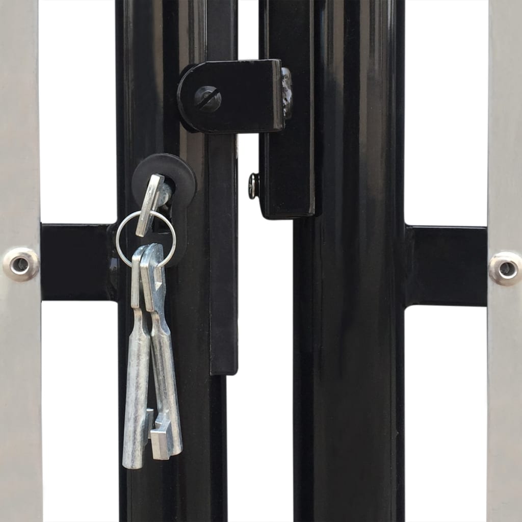 vidaXL Poartă de gard cu o ușă, negru, 300x150 cm