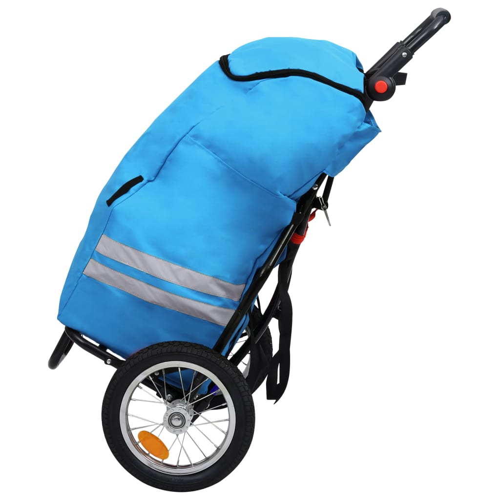 vidaXL Remorcă bicicletă pliabilă cu geantă cumpărături albastru/negru