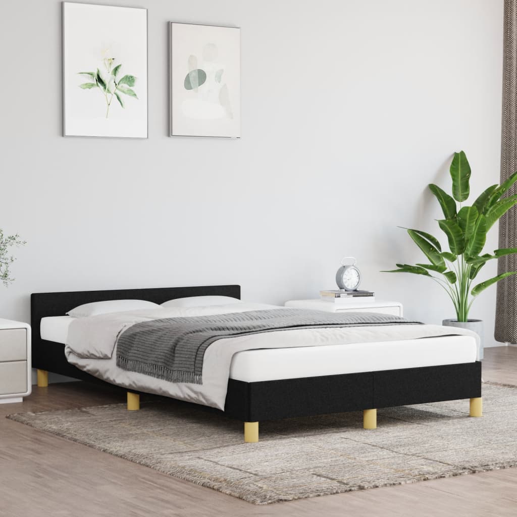 vidaXL Cadru de pat cu tăblie, negru, 120x190 cm, material textil