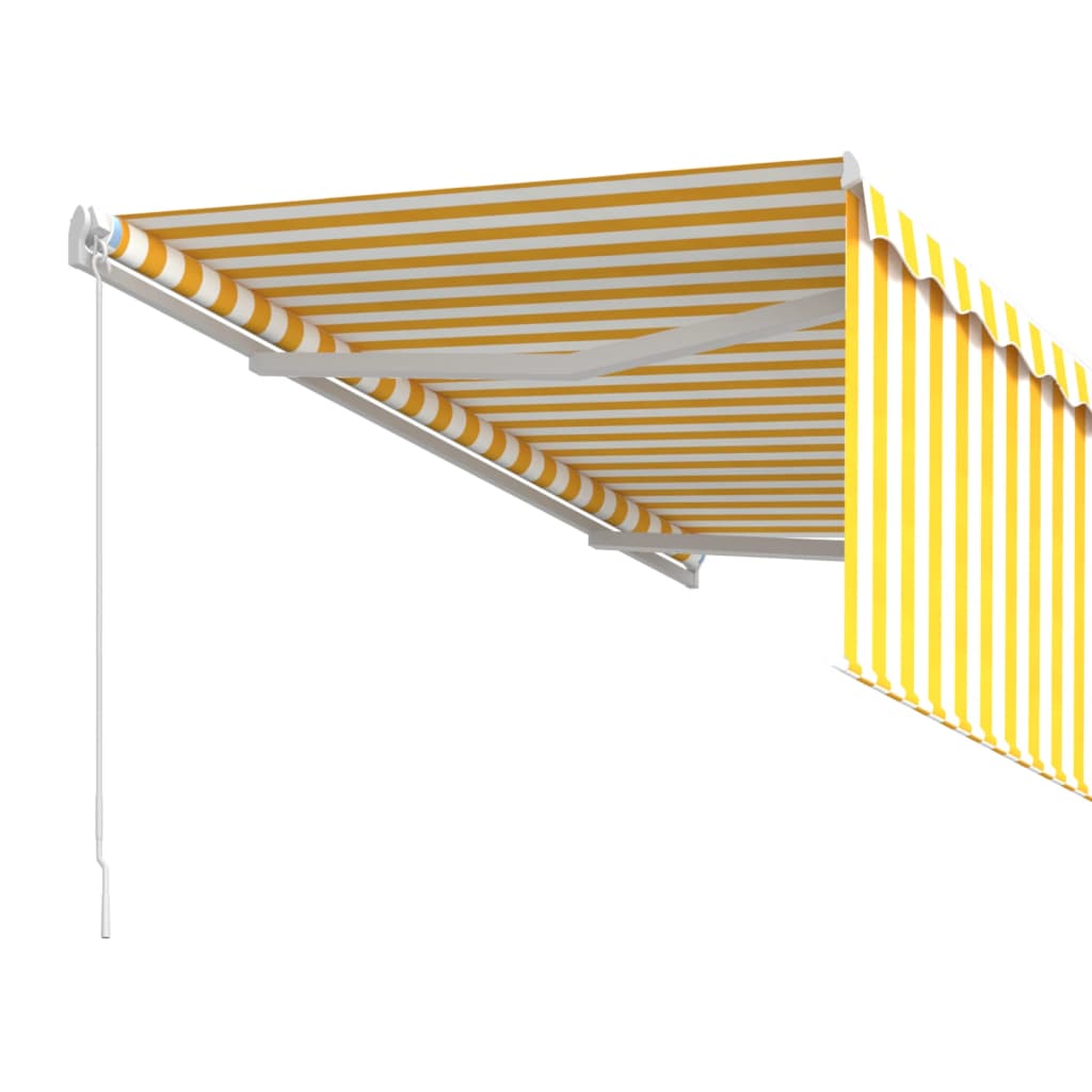 vidaXL Copertină retractabilă manual cu stor, galben & alb, 3x2,5 m