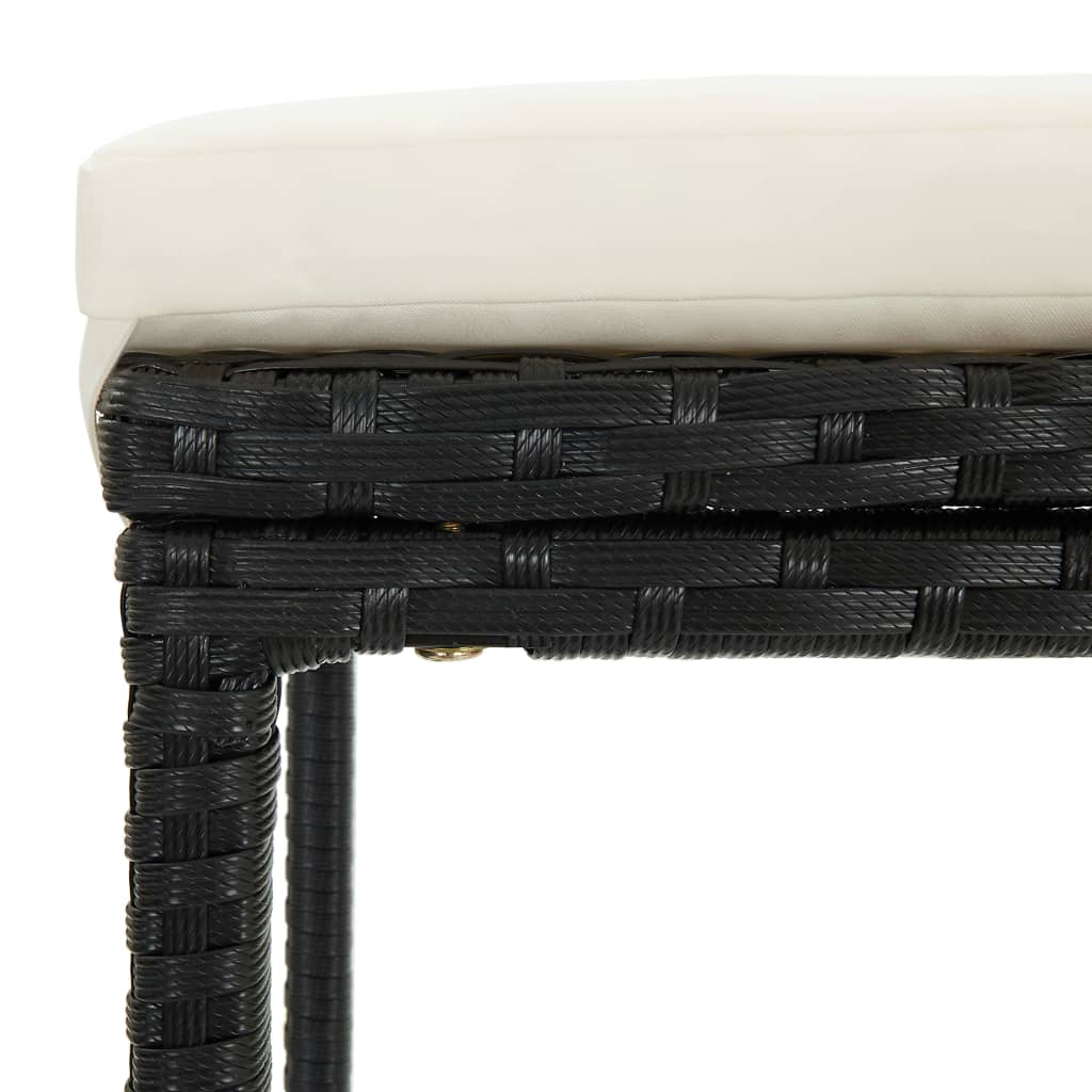 vidaXL Set mobilier bar de grădină cu perne, 4 piese, negru, poliratan