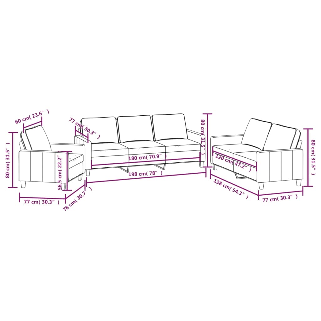 vidaXL Set de canapele cu perne, 3 piese, gri deschis, textil