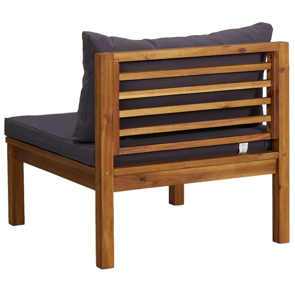 vidaXL Set de canapele, 2 piese, perne gri închis, lemn masiv acacia
