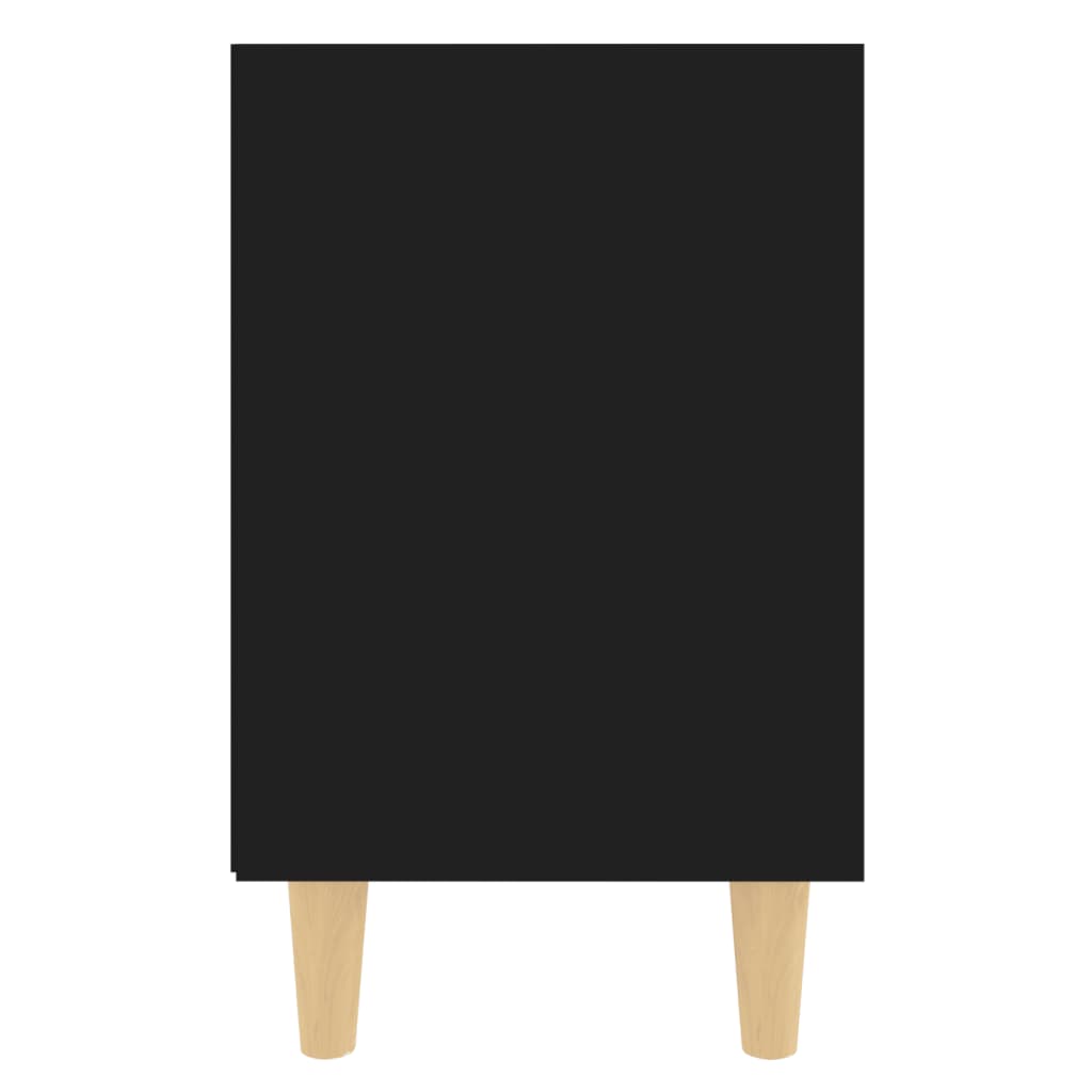 vidaXL Noptieră cu picioare din lemn masiv, negru, 40x30x50 cm
