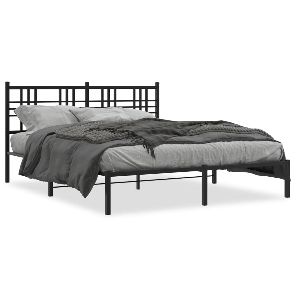 vidaXL Cadru de pat metalic cu tăblie, negru, 150x200 cm