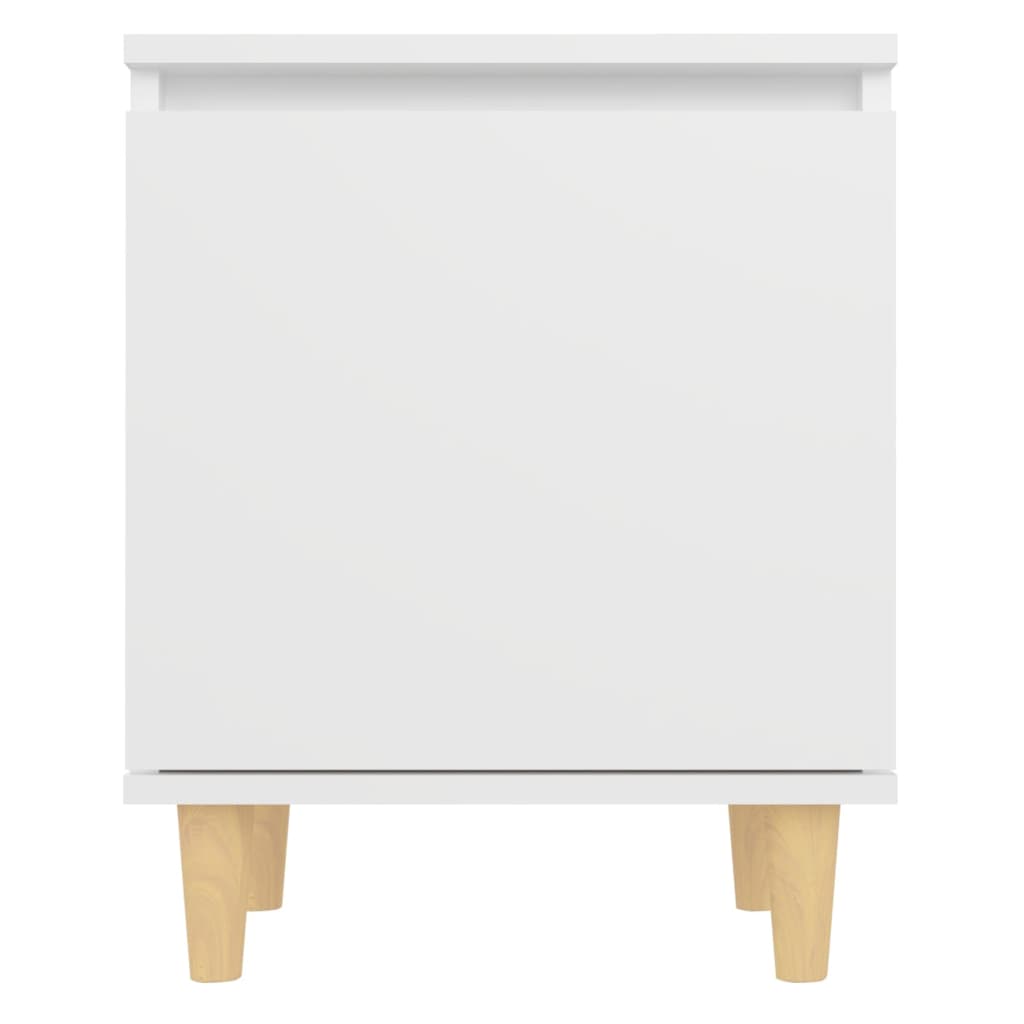 vidaXL Noptieră cu picioare din lemn masiv, alb, 40x30x50 cm
