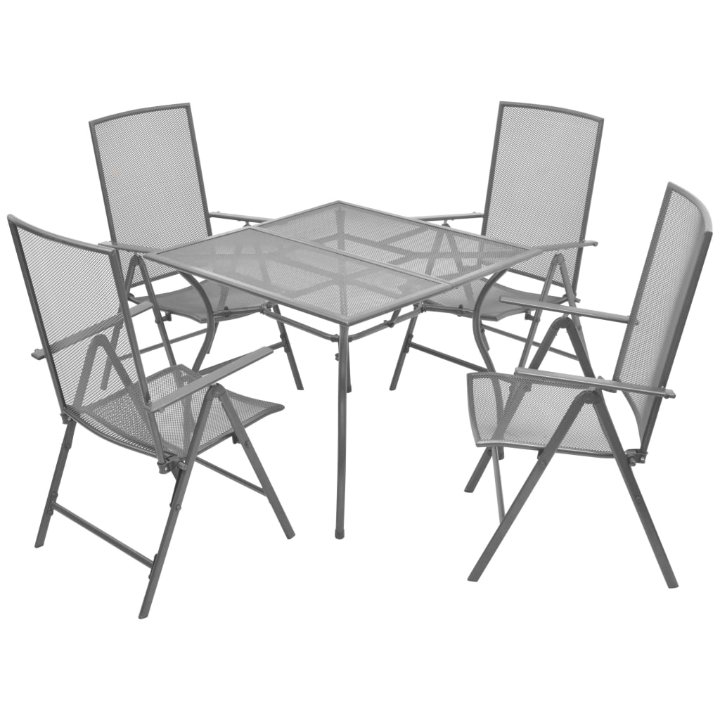 vidaXL Set mobilier exterior cu scaune pliante, 5 piese antracit, oțel