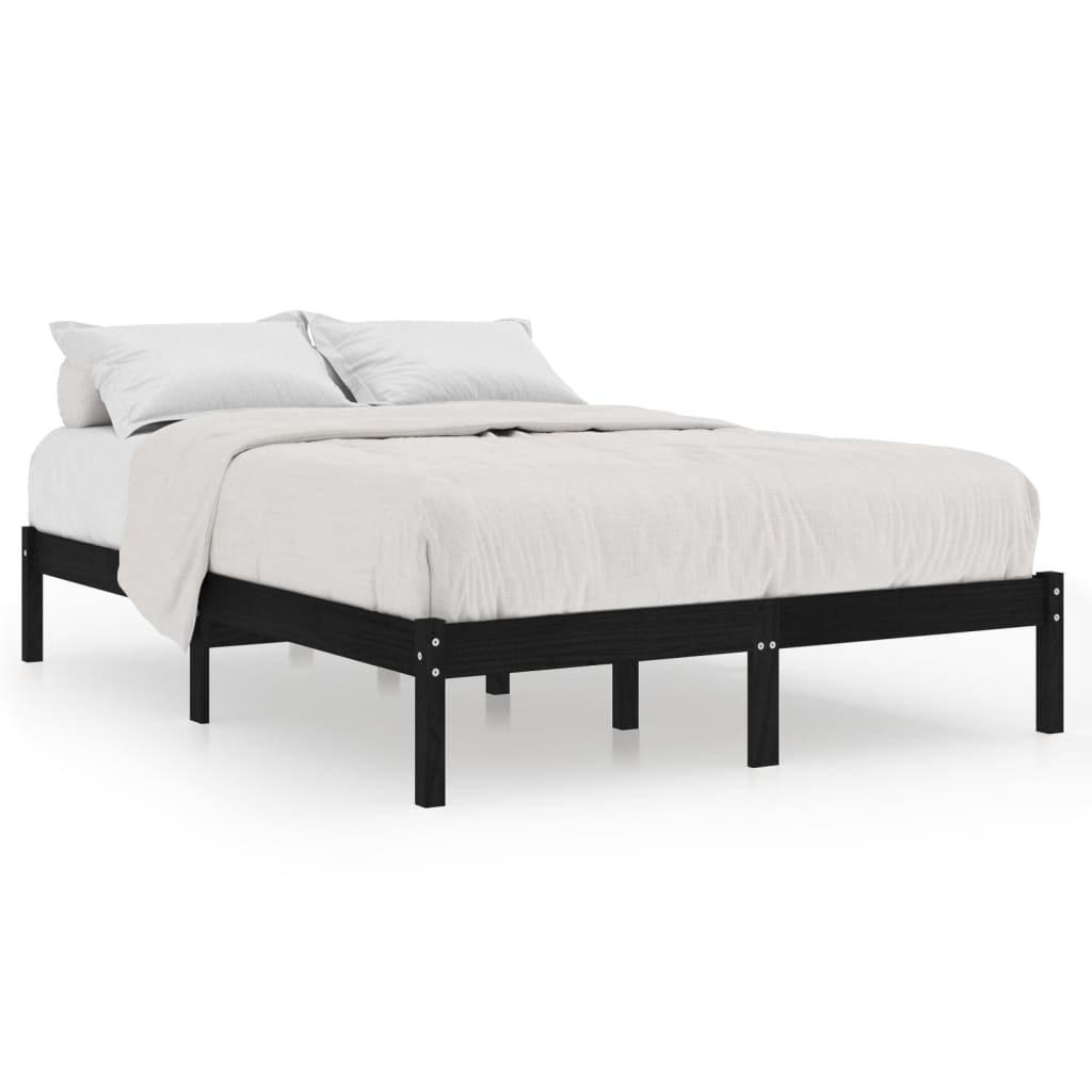 vidaXL Cadru de pat, negru, 160x200 cm, lemn masiv de pin