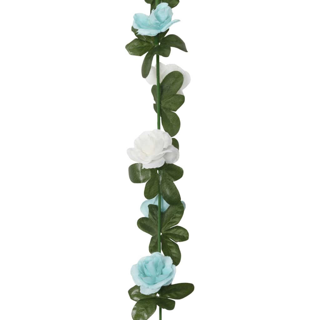 vidaXL Ghirlande de flori artificiale, 6 buc. albastru și alb, 240 cm