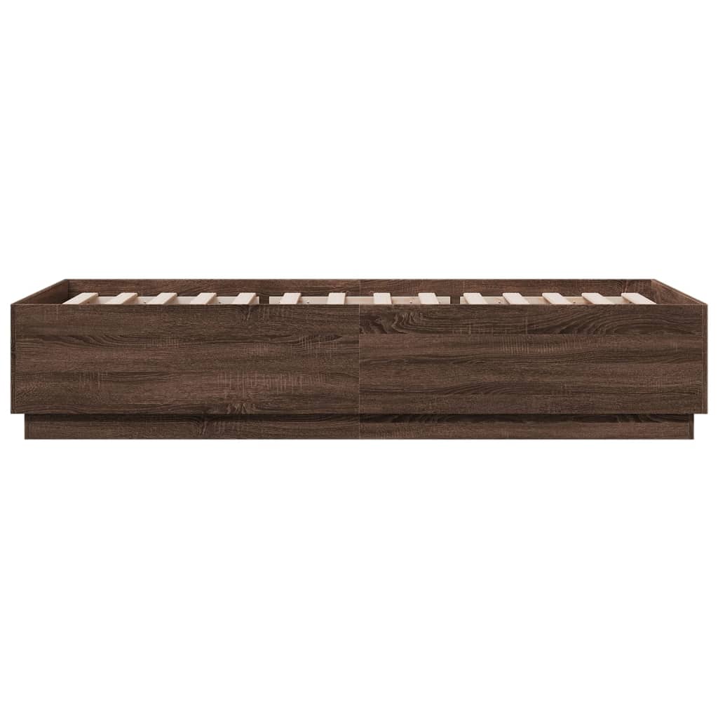vidaXL Cadru de pat, stejar maro, 100x200 cm, lemn prelucrat