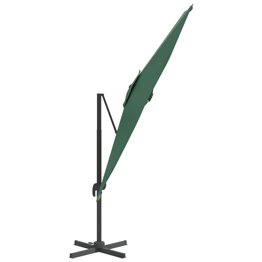 vidaXL Umbrelă în consolă, stâlp din aluminiu, verde, 400x300 cm