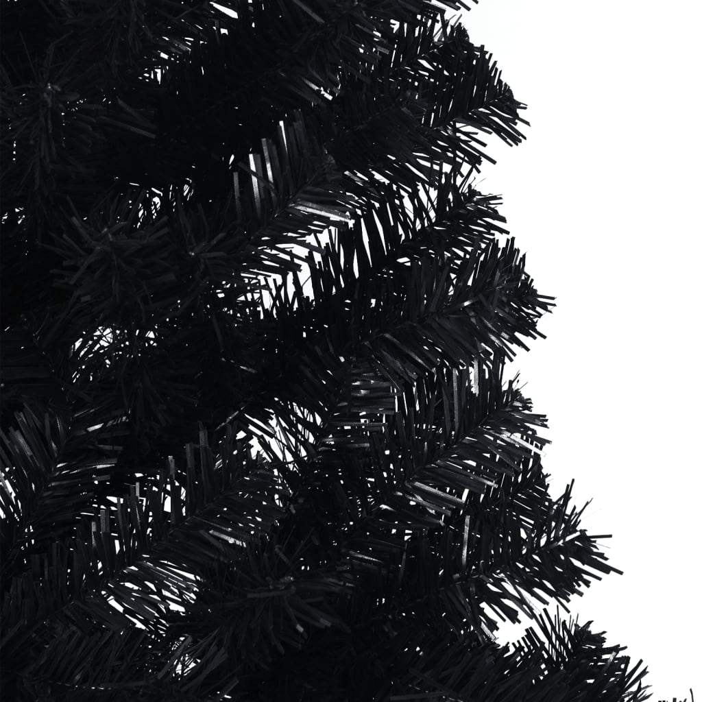 vidaXL Jumătate brad de Crăciun artificial cu suport, negru 210 cm PVC