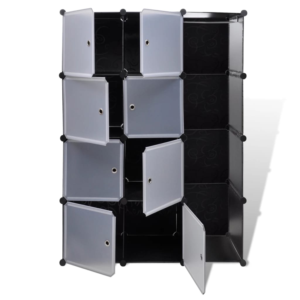 vidaXL Dulap modular cu 9 compartimente, 37x115x150 cm, negru și alb