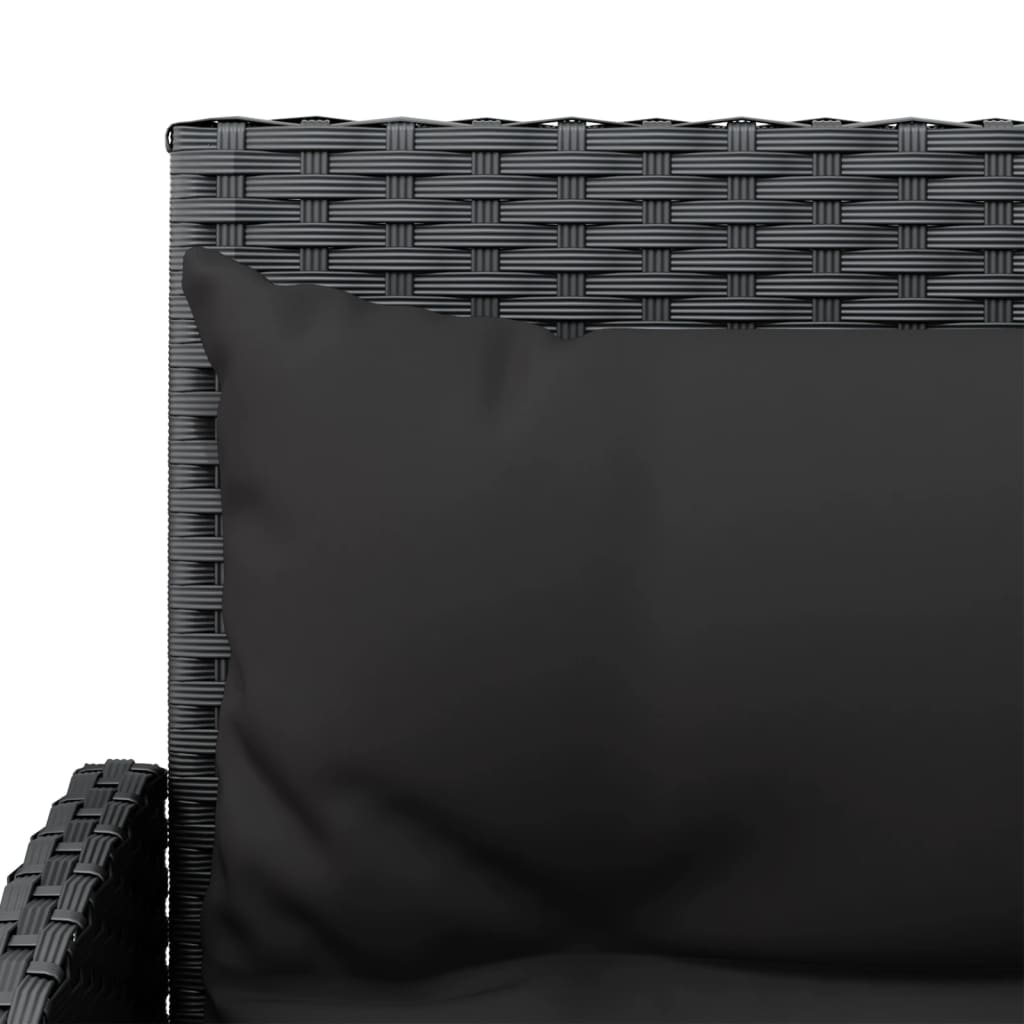 vidaXL Set canapele grădină formă L cu perne, 2 piese negru poliratan