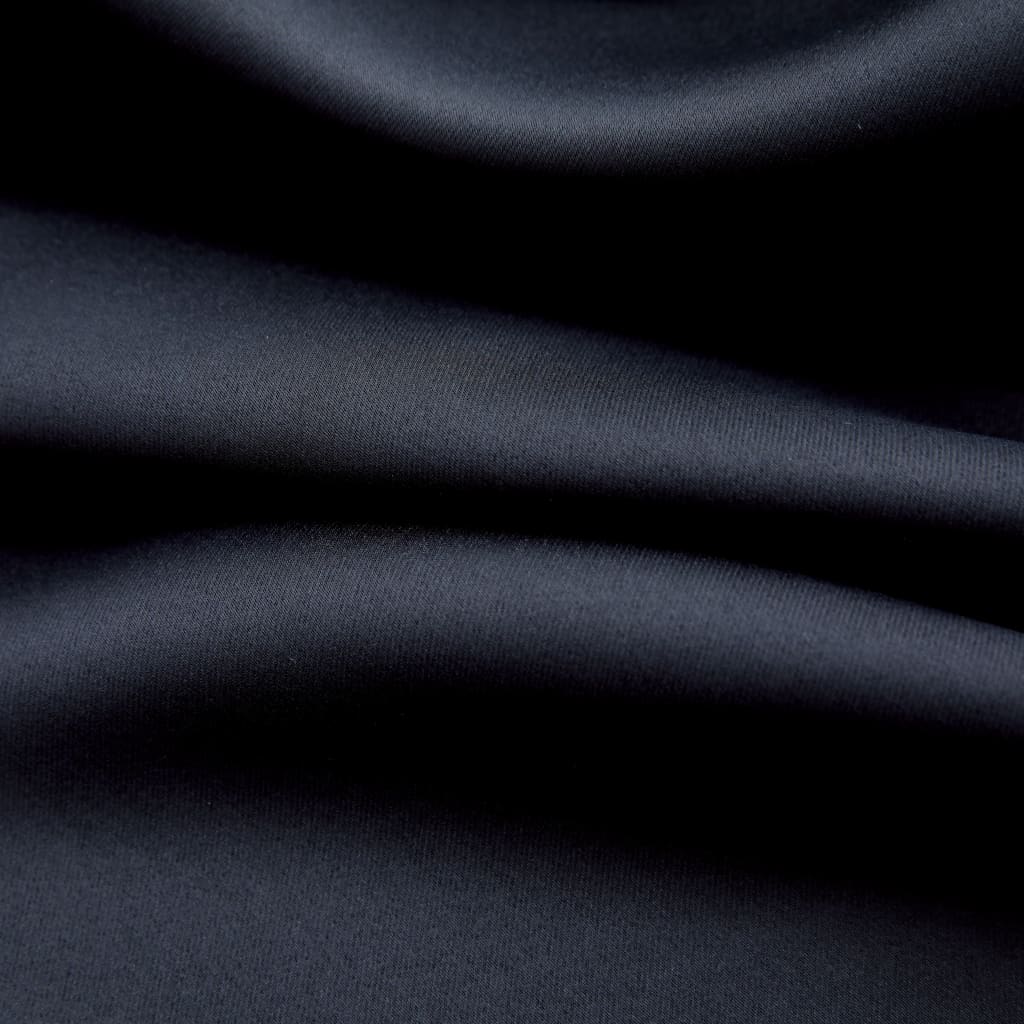 vidaXL Draperii opace cu inele metalice, 2 buc., negru, 140 x 225 cm