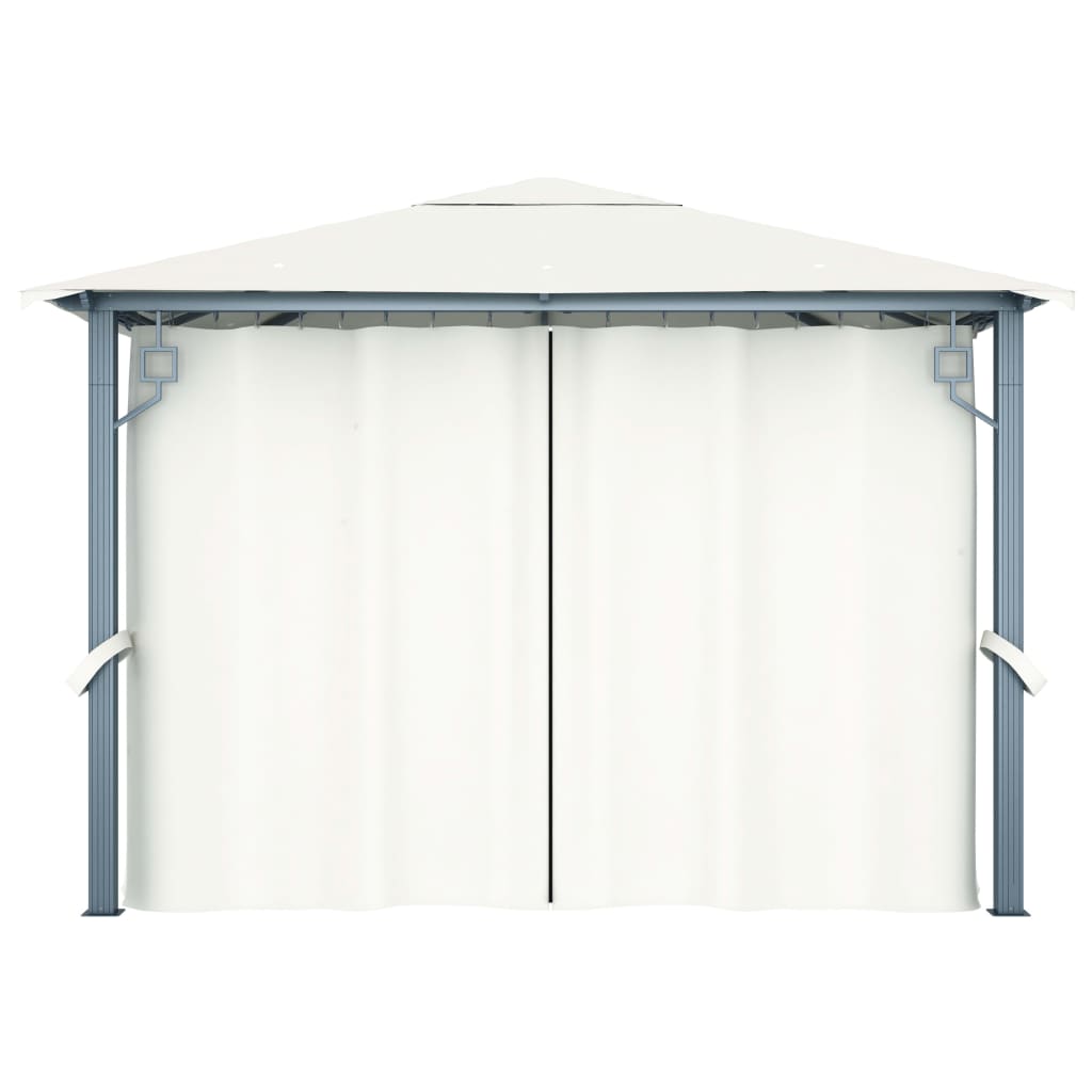 vidaXL Pavilion cu perdele, crem, 300 x 300 cm, aluminiu