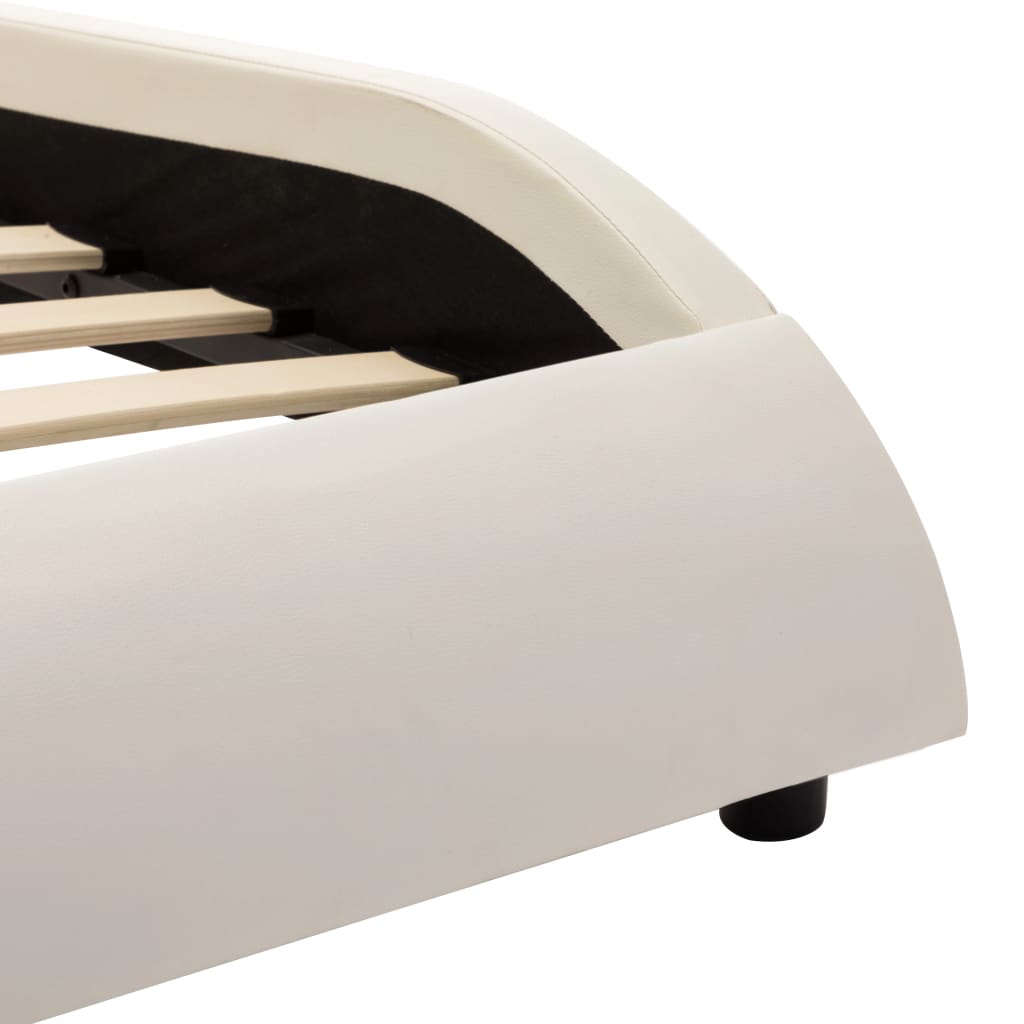 vidaXL Cadru de pat cu LED, alb și negru, 160x200 cm, piele ecologică