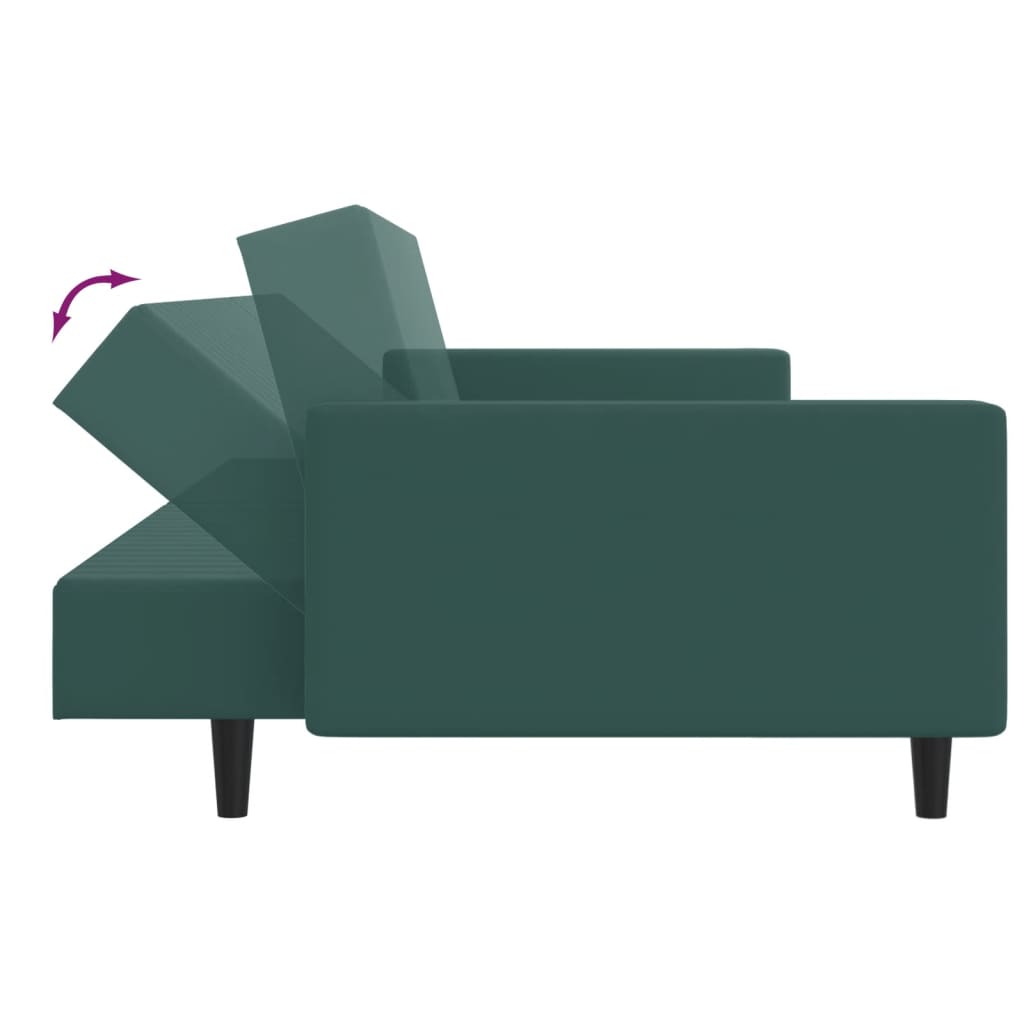 vidaXL Set canapele, 2 piese, verde închis, catifea
