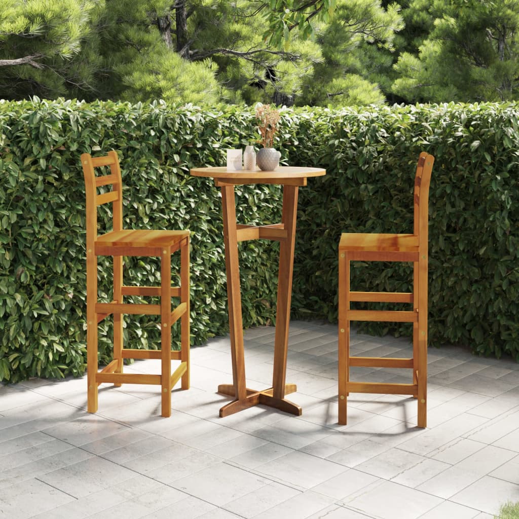 vidaXL Set mobilier de bar de grădină, 3 piese, lemn masiv de acacia
