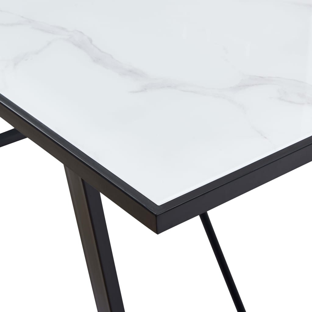 vidaXL Masă de bucătărie, alb, 140 x 70 x 75 cm, sticlă securizată