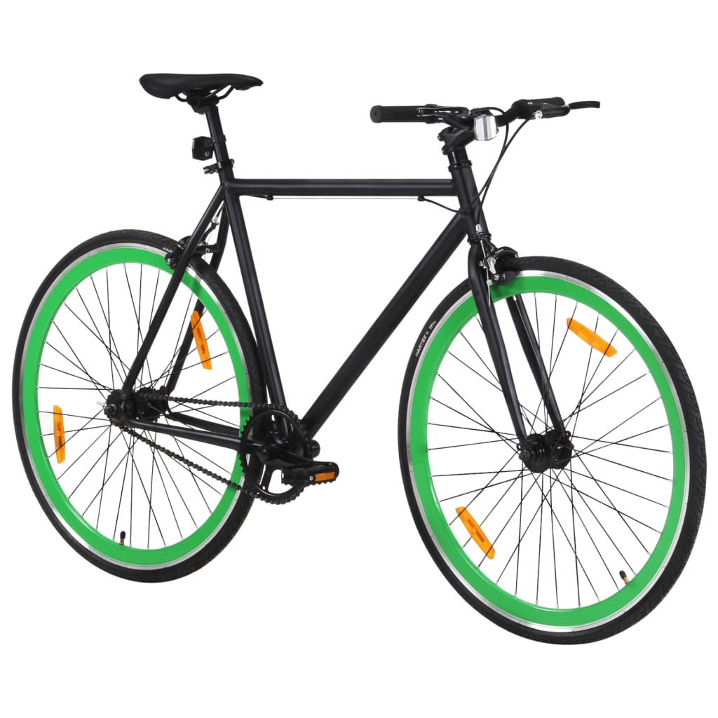 vidaXL Bicicletă cu angrenaj fix, negru și verde, 700c, 55 cm