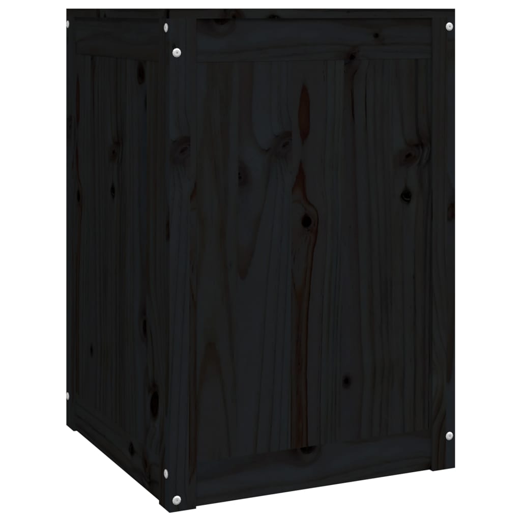 vidaXL Cutie de rufe, negru, 44x44x66 cm, lemn masiv de pin