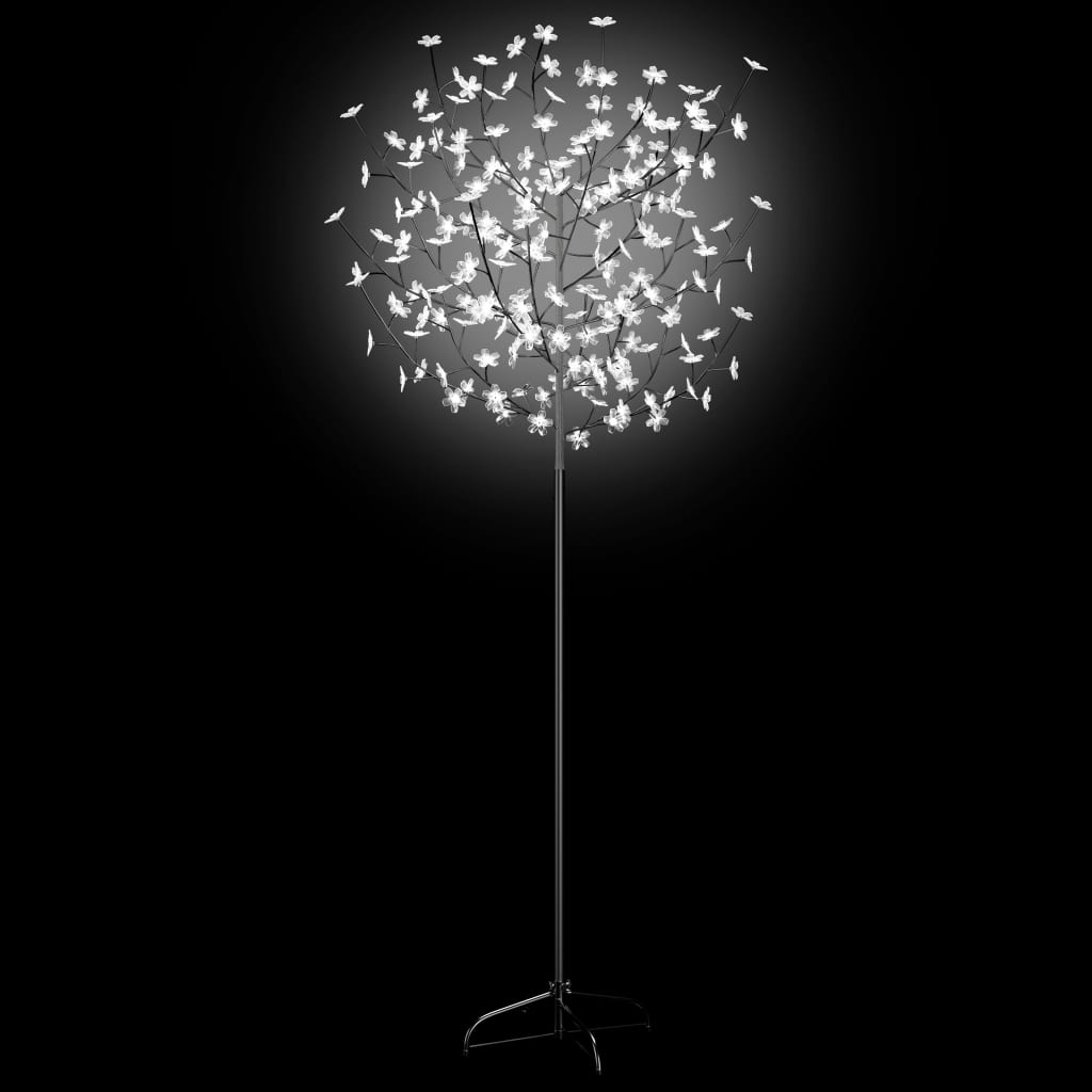 vidaXL Pom Crăciun, 200 LED-uri alb rece, flori de cireș, 180 cm